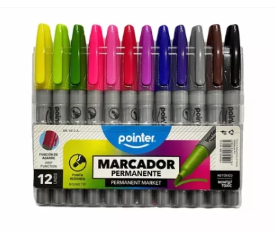 MARCADORES PERMANENTES POINTER PUNTA FINA 12 UNIDADES