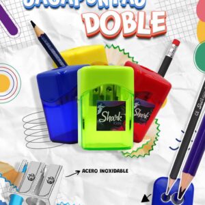 SACAPUNTAS DOBLE METALICO CON DEPOSITO PLASTICO SHARK