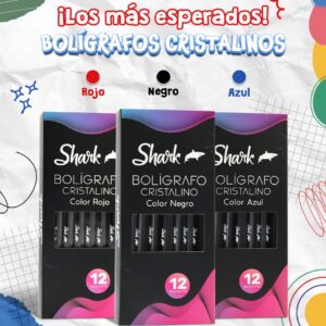 BOLIGRAFOS SHARK CRISTALINO NEGRO PUNTA MEDIA