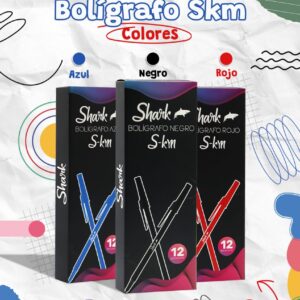 BOLIGRAFOS SHARK PUNTA MEDIA SKM NEGRO Y ROJO