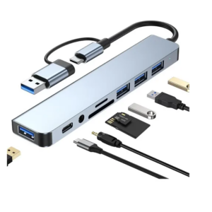 HUB  OTG MULTIFUNCIONAL USB + AUDIO + LECTOR DE MEMORIAS